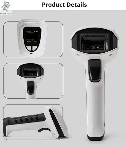 Wireless Handheld 2D Bluetooth Barcode Scanner PDF417 Data Matrix QR Code Reader with LCD Screen Display Image Logistic Reader Ai-TechWorld 