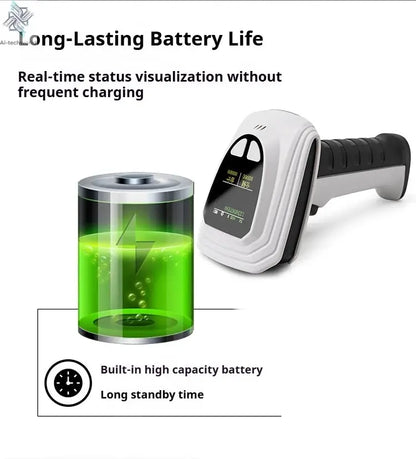 Wireless Handheld 2D Bluetooth Barcode Scanner PDF417 Data Matrix QR Code Reader with LCD Screen Display Image Logistic Reader Ai-TechWorld 