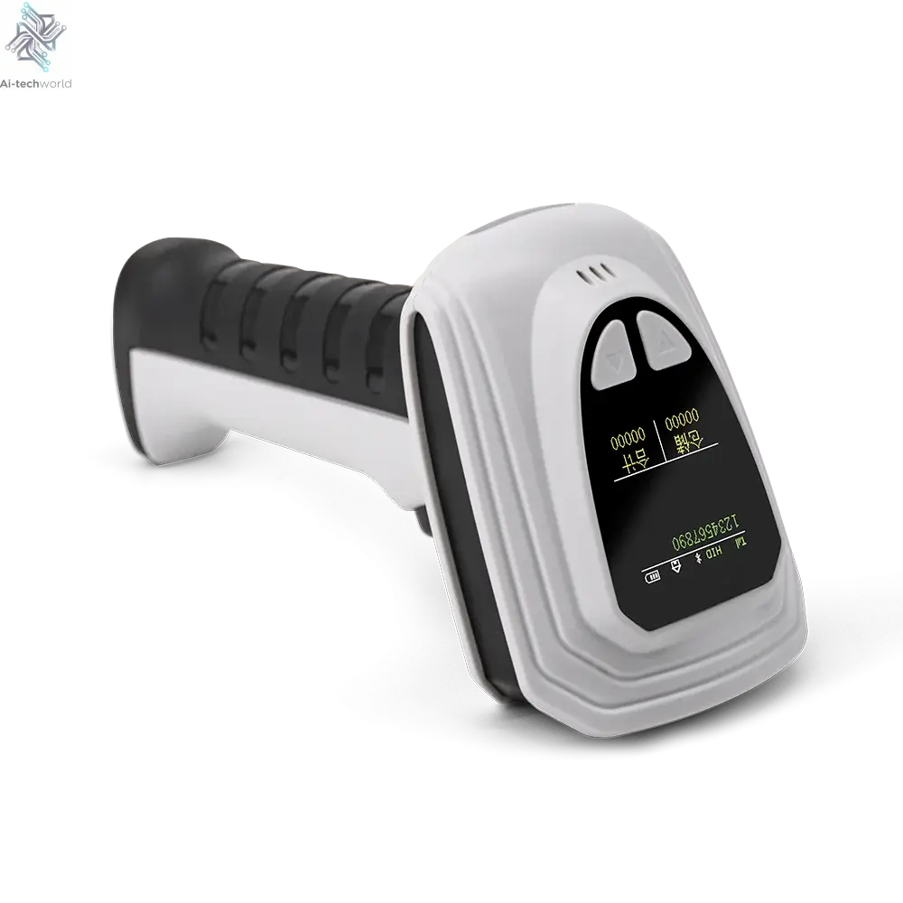 Wireless Handheld 2D Bluetooth Barcode Scanner PDF417 Data Matrix QR Code Reader with LCD Screen Display Image Logistic Reader Ai-TechWorld 
