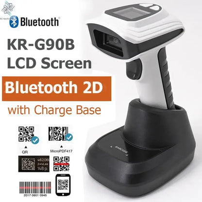 Wireless Handheld 2D Bluetooth Barcode Scanner PDF417 Data Matrix QR Code Reader with LCD Screen Display Image Logistic Reader Ai-TechWorld 