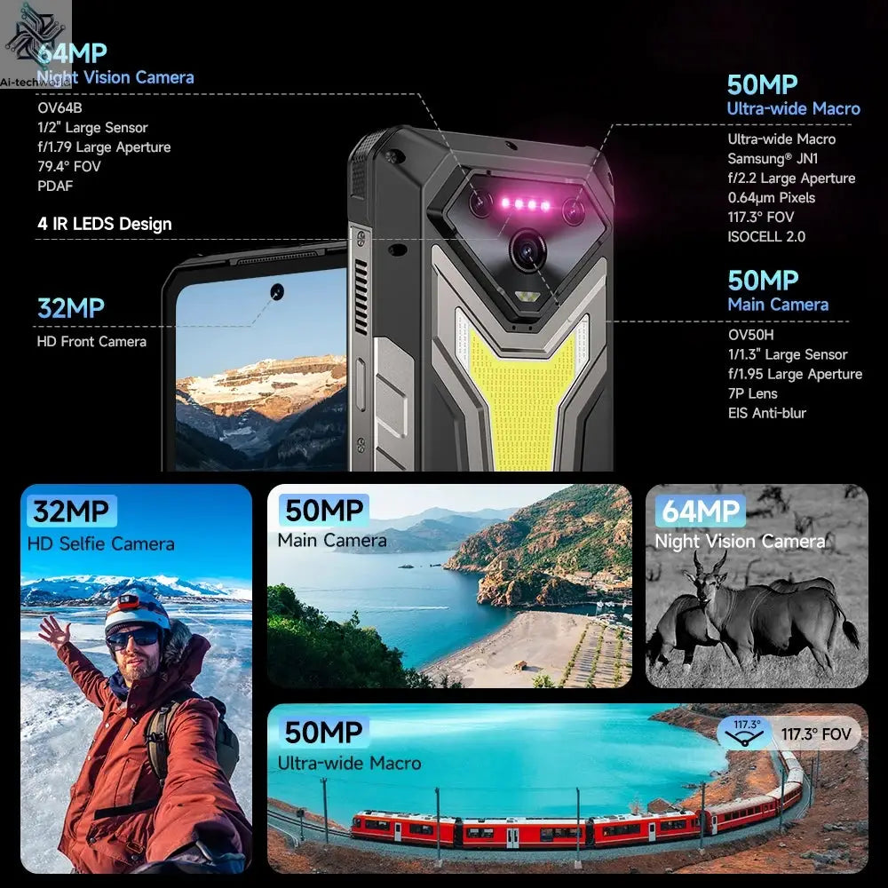 【World Premiere】Ulefone Armor 34 Pro 5G AI Rugged Phone 25500mAh Up to 32GB+512GB Built-in Projector 120Hz 6.95" NFC Smartphone Ai-TechWorld 