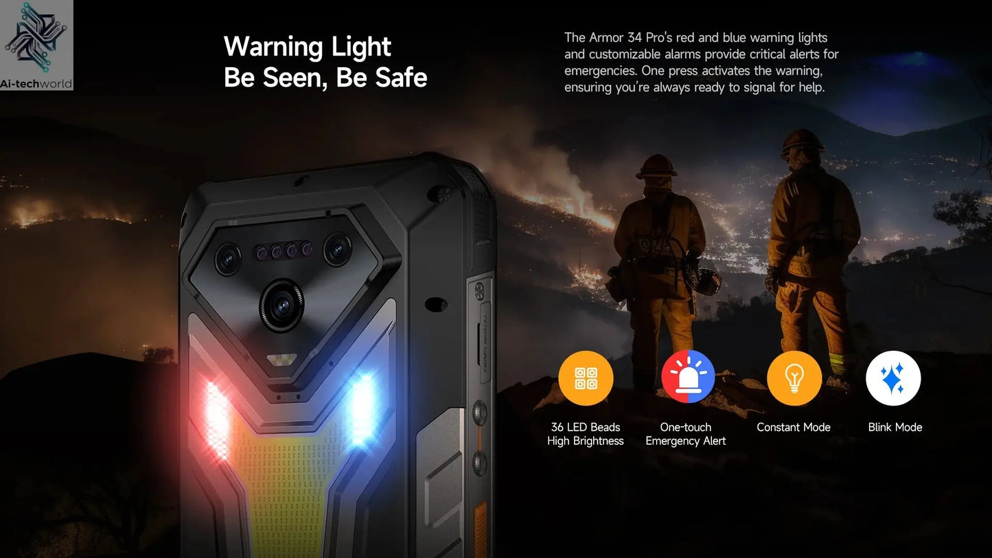 【World Premiere】Ulefone Armor 34 Pro 5G AI Rugged Phone 25500mAh Up to 32GB+512GB Built-in Projector 120Hz 6.95" NFC Smartphone Ai-TechWorld 
