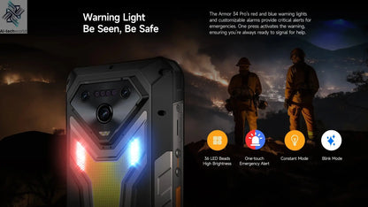 【World Premiere】Ulefone Armor 34 Pro 5G AI Rugged Phone 25500mAh Up to 32GB+512GB Built-in Projector 120Hz 6.95" NFC Smartphone Ai-TechWorld 
