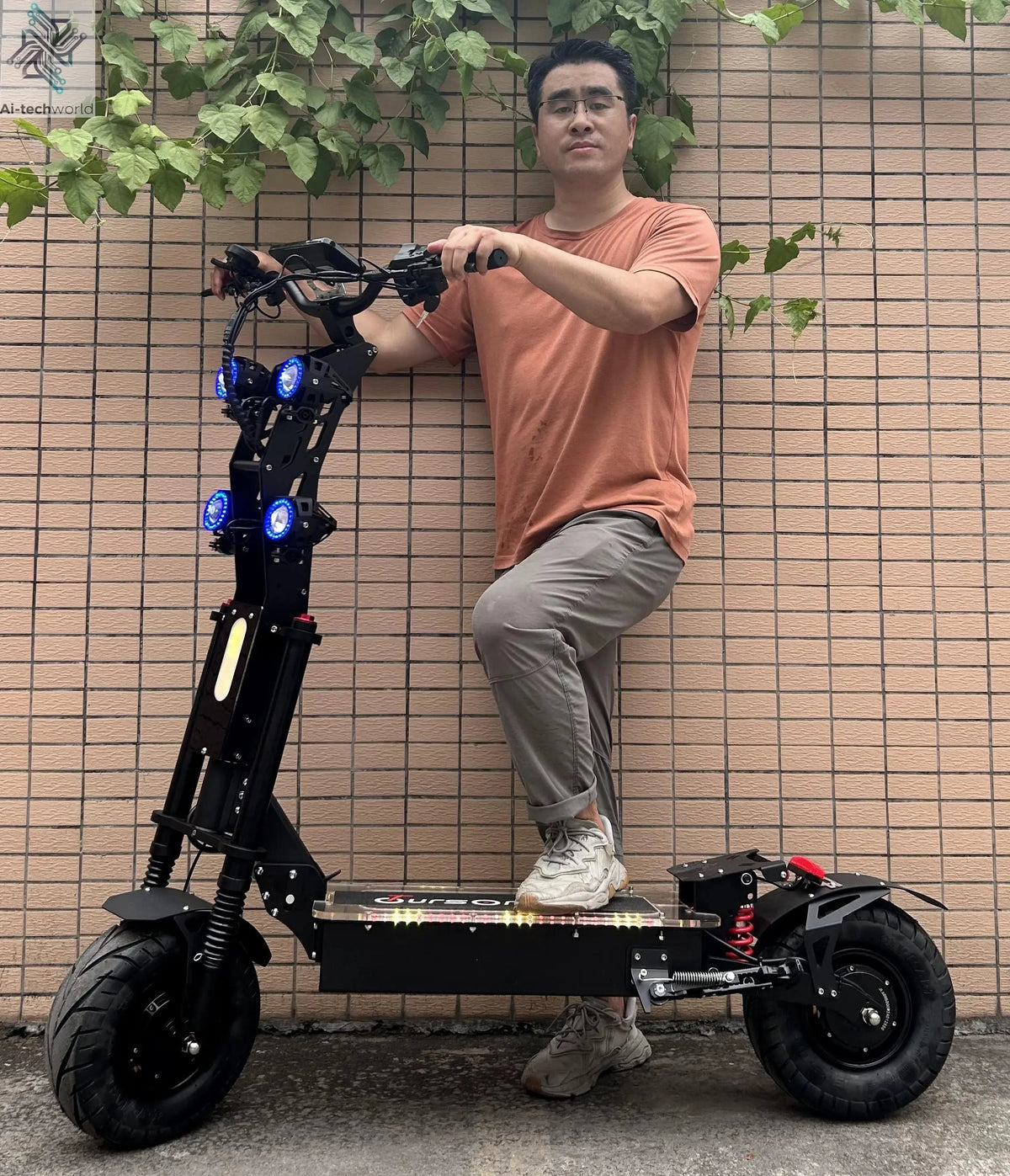 X13 inch 10000W Dual Motor 72V40Ah 60V50Ah Battery Electric Scooter Max Speed 120km/h Range 120km LCD Display Foldable Escooter Ai-TechWorld 