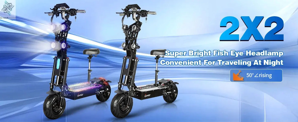 X13 inch 10000W Dual Motor 72V40Ah 60V50Ah Battery Electric Scooter Max Speed 120km/h Range 120km LCD Display Foldable Escooter Ai-TechWorld 