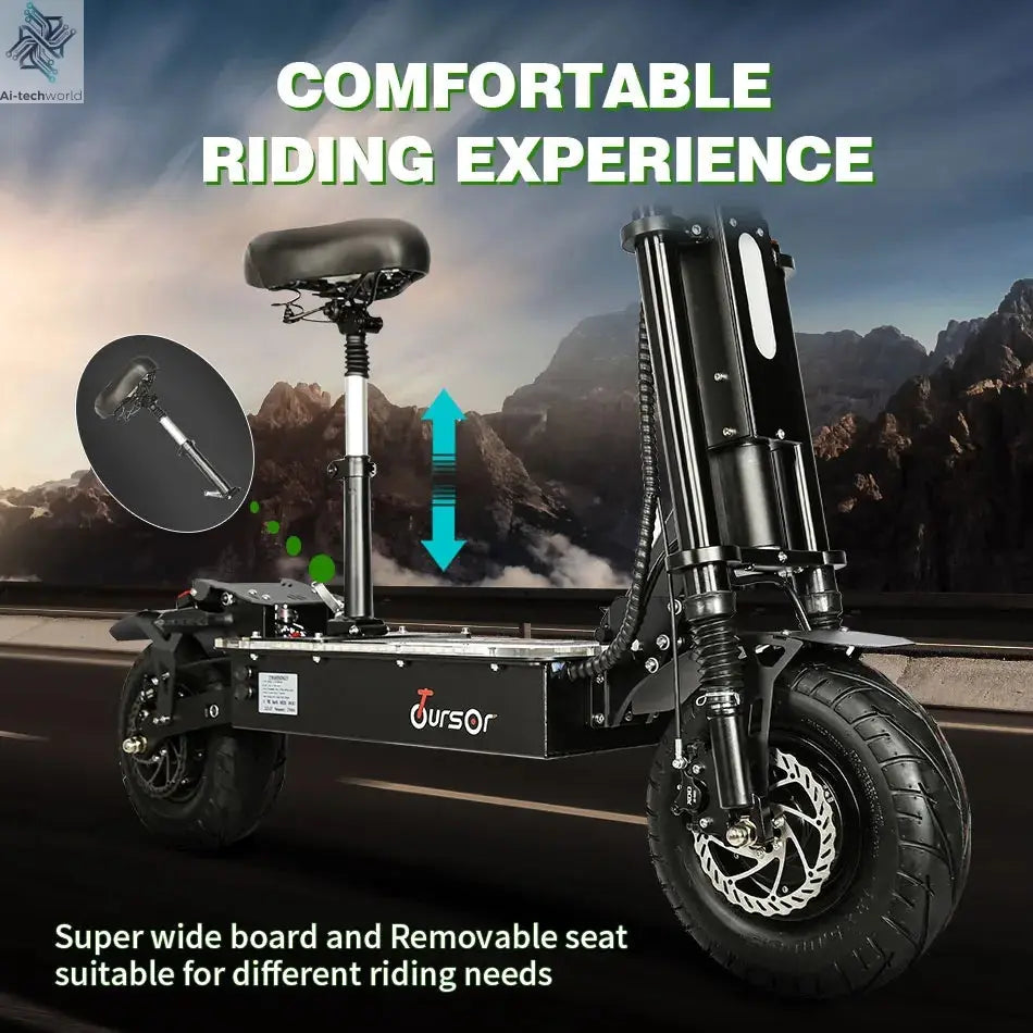 X13 inch 10000W Dual Motor 72V40Ah 60V50Ah Battery Electric Scooter Max Speed 120km/h Range 120km LCD Display Foldable Escooter Ai-TechWorld 