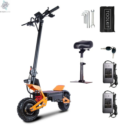 X5 6000W Dual Motor Eelectric Scooter Stock 60v 40ah Large Battery Remote Scooter with Seat 11-inch Tires Ai-TechWorld 