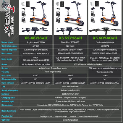 X5 6000W Dual Motor Eelectric Scooter Stock 60v 40ah Large Battery Remote Scooter with Seat 11-inch Tires Ai-TechWorld 