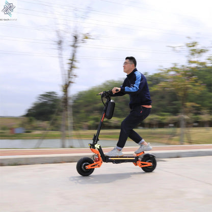 X5 6000W Dual Motor Eelectric Scooter Stock 60v 40ah Large Battery Remote Scooter with Seat 11-inch Tires Ai-TechWorld 