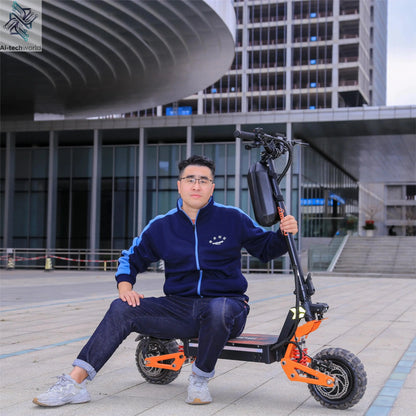 X5 6000W Dual Motor Eelectric Scooter Stock 60v 40ah Large Battery Remote Scooter with Seat 11-inch Tires Ai-TechWorld 