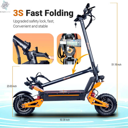 X5 6000W Dual Motor Eelectric Scooter Stock 60v 40ah Large Battery Remote Scooter with Seat 11-inch Tires Ai-TechWorld 