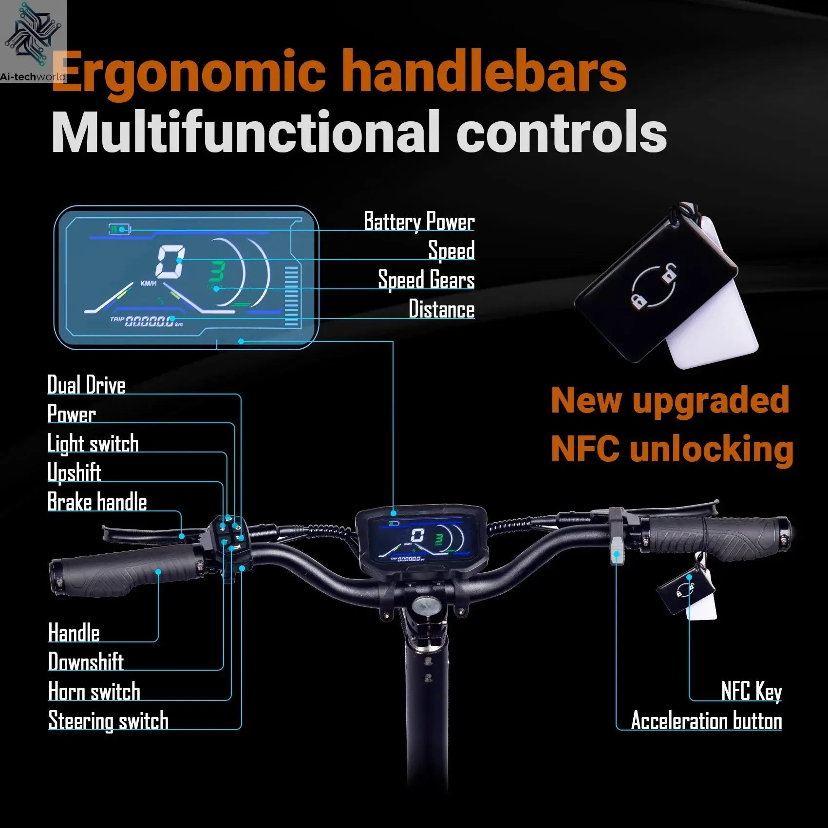 X5 6000W Dual Motor Eelectric Scooter Stock 60v 40ah Large Battery Remote Scooter with Seat 11-inch Tires Ai-TechWorld 