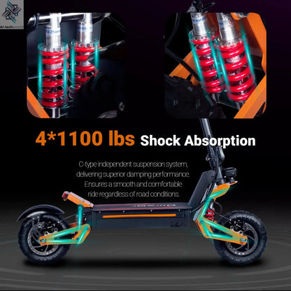 X5 6000W Dual Motor Eelectric Scooter Stock 60v 40ah Large Battery Remote Scooter with Seat 11-inch Tires Ai-TechWorld 