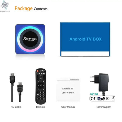X88 PRO 13 Android 13 TV Box Rockchip RK3528 2.4G 5G Wifi6 BT 8K Decoding 16G 32G 64G Ai-TechWorld 