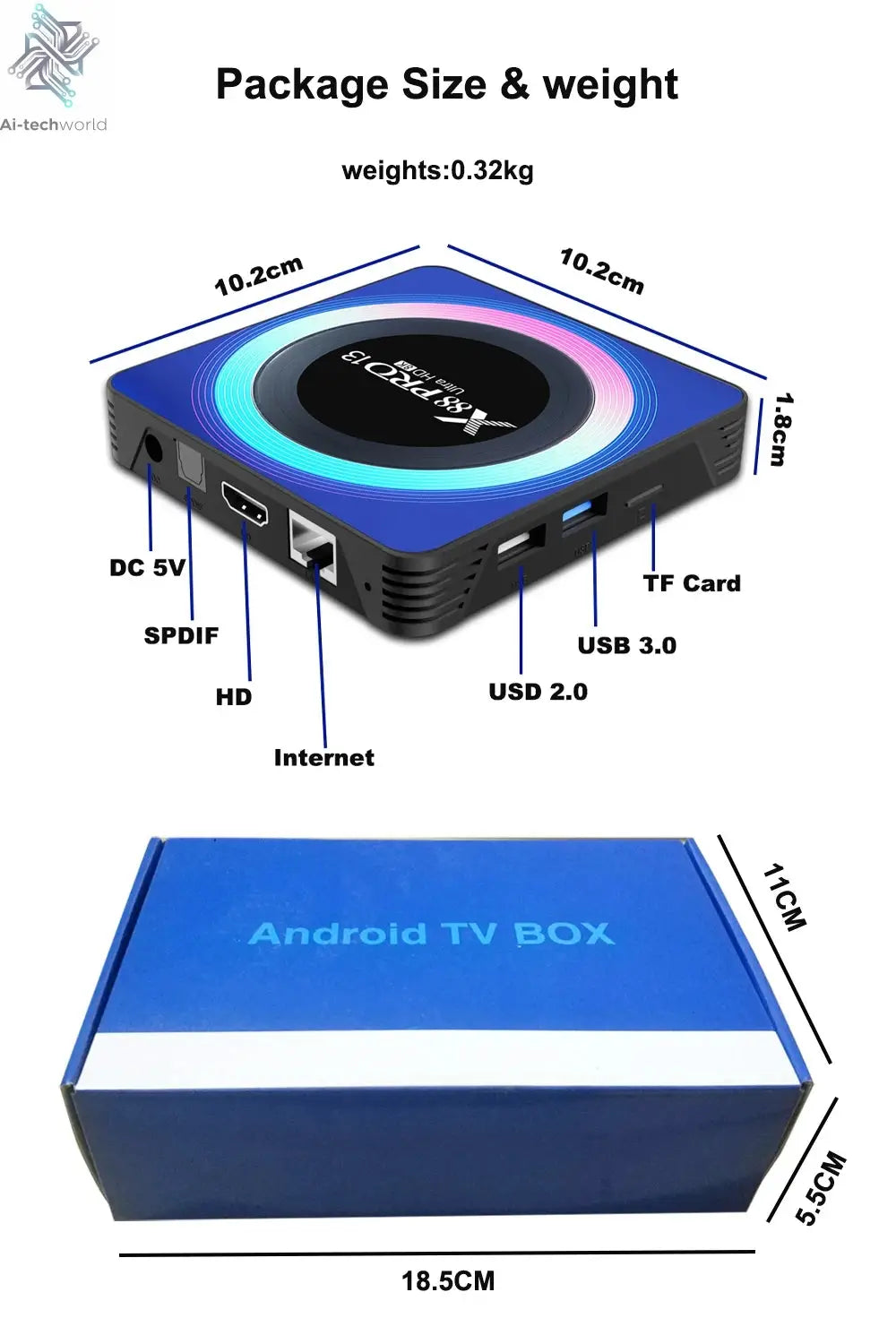 X88 PRO 13 Android 13 TV Box Rockchip RK3528 2.4G 5G Wifi6 BT 8K Decoding 16G 32G 64G Ai-TechWorld 