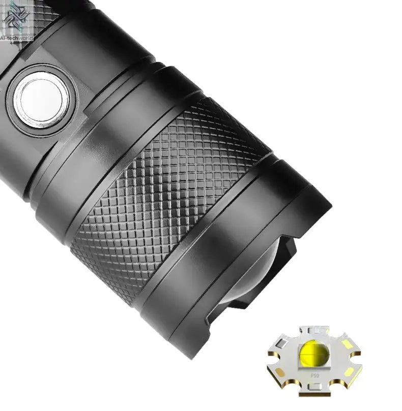 XHP50 Super Bright Led Double Head Flashlight Waterproof Rechargeable Zoomable Torch Work Light Spotlight Floodling Lantern Ai-TechWorld 