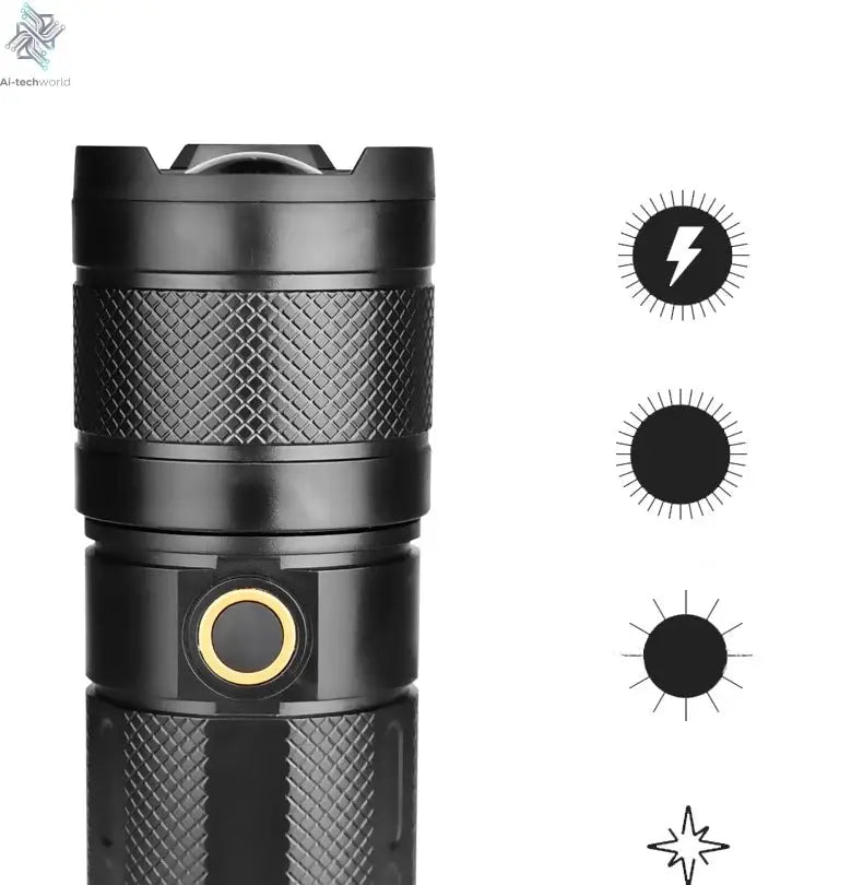 XHP50 Super Bright Led Double Head Flashlight Waterproof Rechargeable Zoomable Torch Work Light Spotlight Floodling Lantern Ai-TechWorld 