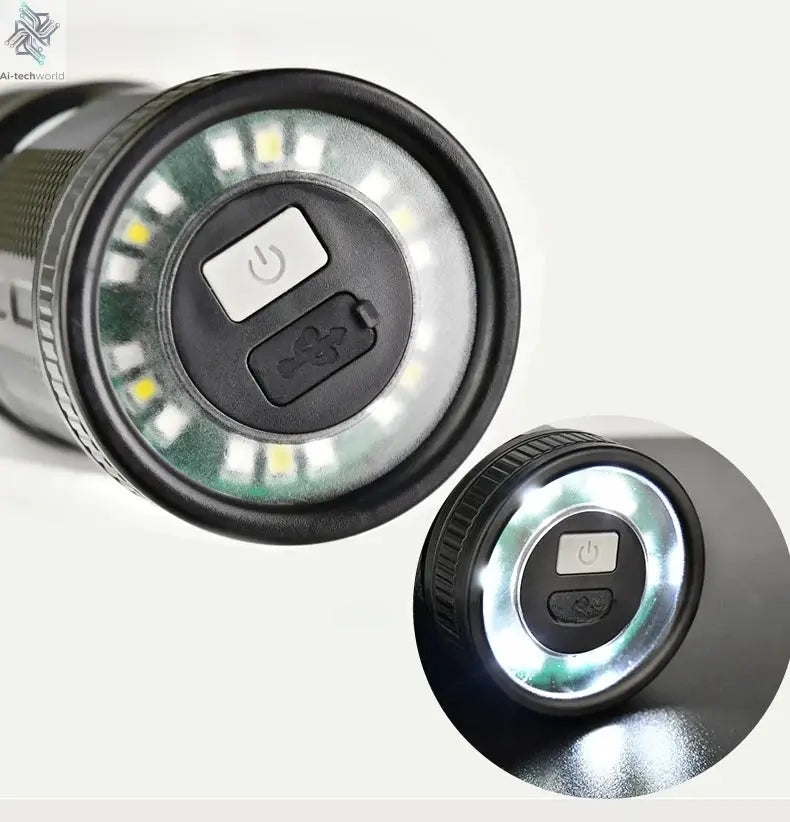 XHP50 Super Bright Led Double Head Flashlight Waterproof Rechargeable Zoomable Torch Work Light Spotlight Floodling Lantern Ai-TechWorld 