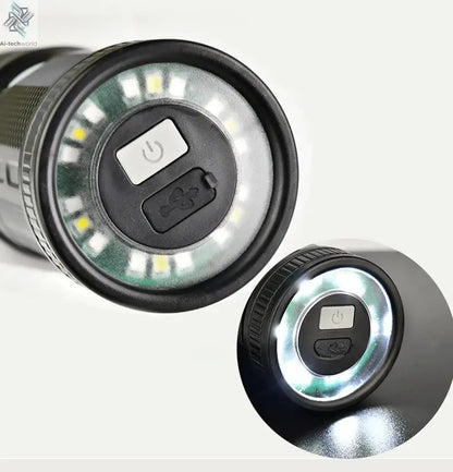 XHP50 Super Bright Led Double Head Flashlight Waterproof Rechargeable Zoomable Torch Work Light Spotlight Floodling Lantern Ai-TechWorld 