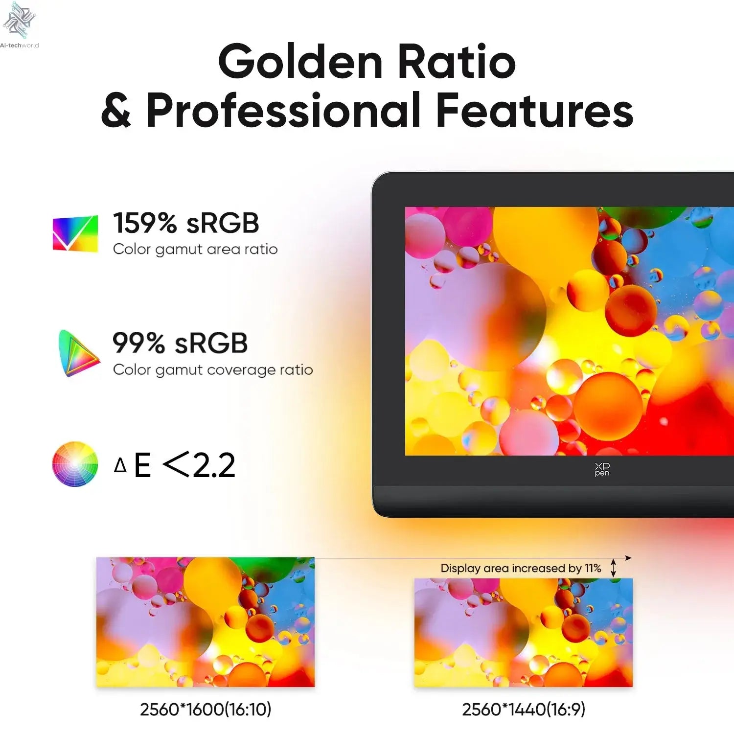 XPPen Artist Pro 16 (Gen 2) Graphics Tablet Monitor 16-inch Drawing Display 16K Pressure Levels 2.5K Resolution Windows Android - Ai-TechWorld