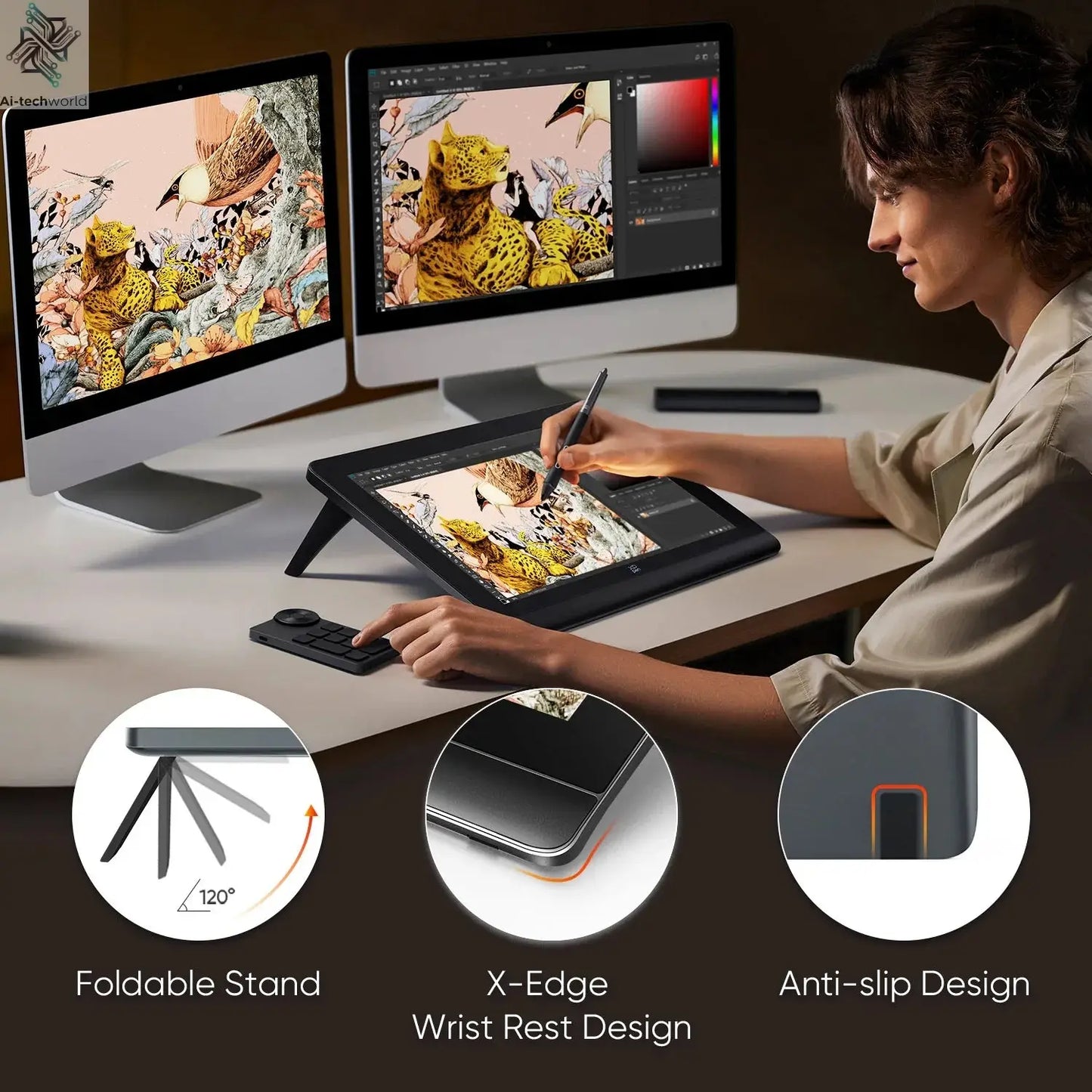 XPPen Artist Pro 16 (Gen 2) Graphics Tablet Monitor 16-inch Drawing Display 16K Pressure Levels 2.5K Resolution Windows Android - Ai-TechWorld