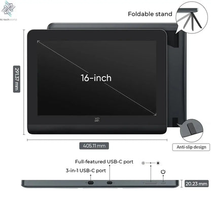 XPPen Artist Pro 16 (Gen 2) Graphics Tablet Monitor 16-inch Drawing Display 16K Pressure Levels 2.5K Resolution Windows Android - Ai-TechWorld