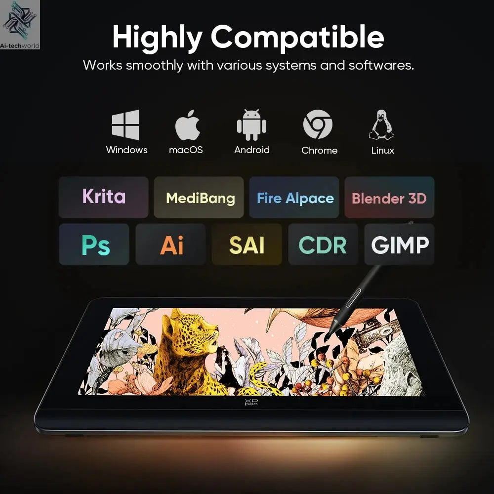 XPPen Artist Pro 16 (Gen 2) Graphics Tablet Monitor 16-inch Drawing Display 16K Pressure Levels 2.5K Resolution Windows Android - Ai-TechWorld
