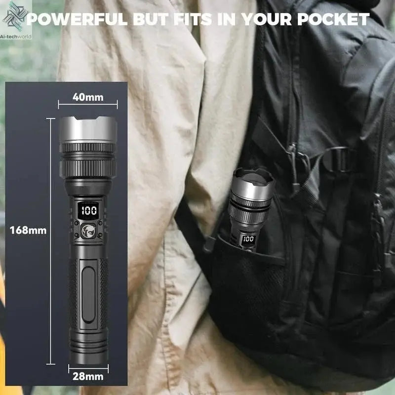 Xiaomi 1000000LM Super Bright LED Flashlight Rechargeable USB-C Digital Display IPX8 Waterproof Long Lasting Camping Emergency Ai-TechWorld 