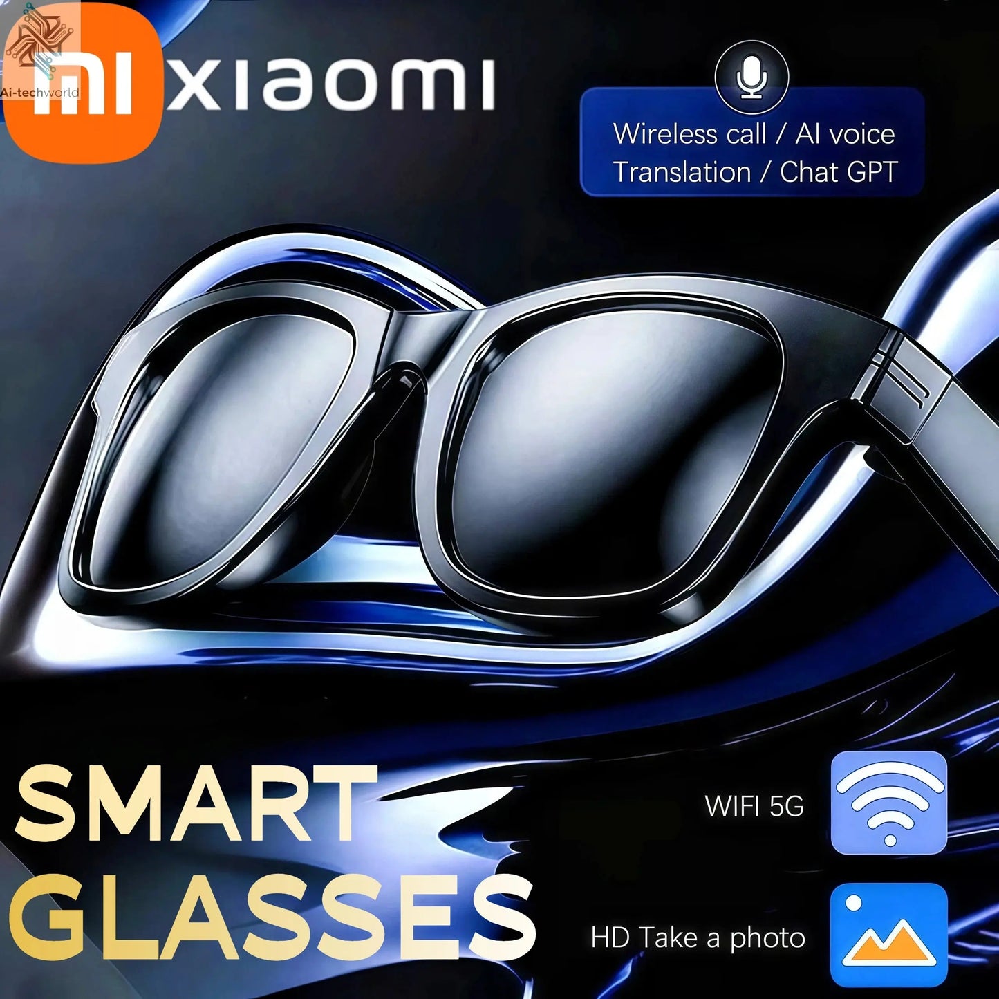 Xiaomi 4K AI Smart Glasses Multifunctional Camera Bluetooth Call Voice Assistant Music Player Translate Photochromic HD Glasses Ai-TechWorld 