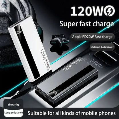 Xiaomi 500000mAh High Capacity PowerBank 120W Super Fast Charging Portable External Battery Powerbank for iphone Huawei Ai-TechWorld 