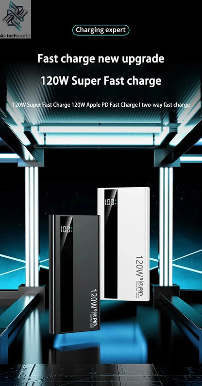 Xiaomi 500000mAh High Capacity PowerBank 120W Super Fast Charging Portable External Battery Powerbank for iphone Huawei Ai-TechWorld 