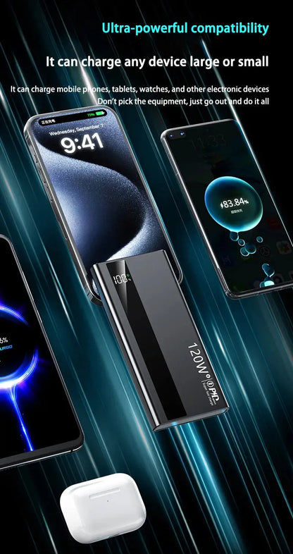 Xiaomi 500000mAh High Capacity PowerBank 120W Super Fast Charging Portable External Battery Powerbank for iphone Huawei Ai-TechWorld 