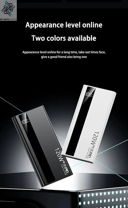 Xiaomi 500000mAh High Capacity PowerBank 120W Super Fast Charging Portable External Battery Powerbank for iphone Huawei Ai-TechWorld 