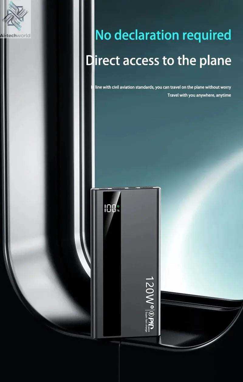 Xiaomi 500000mAh High Capacity PowerBank 120W Super Fast Charging Portable External Battery Powerbank for iphone Huawei Ai-TechWorld 