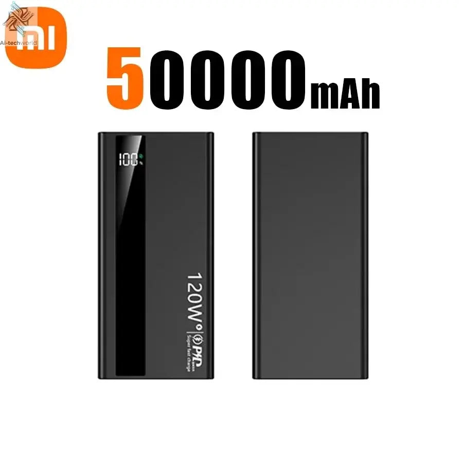 Xiaomi 500000mAh High Capacity PowerBank 120W Super Fast Charging Portable External Battery Powerbank for iphone Huawei Ai-TechWorld 