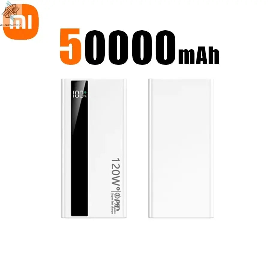 Xiaomi 500000mAh High Capacity PowerBank 120W Super Fast Charging Portable External Battery Powerbank for iphone Huawei Ai-TechWorld 