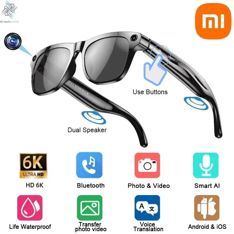 Xiaomi 6K HD AI Smart Camera Glasses 100MP 260mAh Long - lasting Battery Voice Assistant Control Music Calling Sport Smart Glasses - Ai - TechWorld