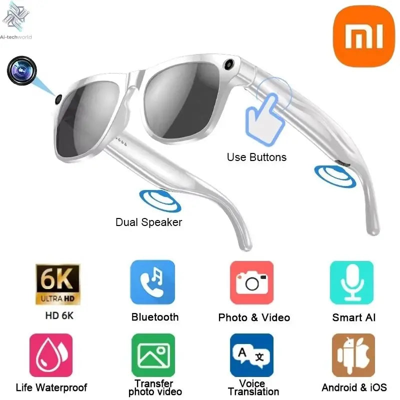 Xiaomi 6K HD AI Smart Camera Glasses 100MP 260mAh Long - lasting Battery Voice Assistant Control Music Calling Sport Smart Glasses - Ai - TechWorld