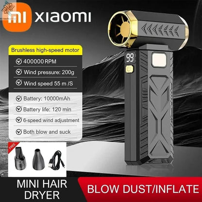 Xiaomi 800000RPM Violent Fan Super Powerful Air Blower Vacuum Blowing Suction Led Lighting 6 - Speed Regulation Brushless Turbo - Ai - TechWorld