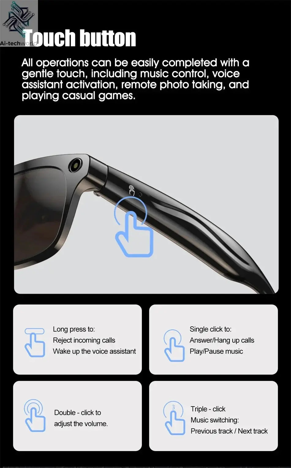 Xiaomi 8K AI Smart Glasses Multifunctional Camera Bluetooth Call Voice Assistant Music Player Translate Photochromic HD Glasses Ai-TechWorld 