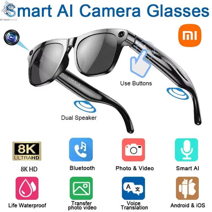 Xiaomi 8K AI Smart Glasses Multifunctional Camera Bluetooth Call Voice Assistant Music Player Translate Photochromic HD Glasses Ai-TechWorld 