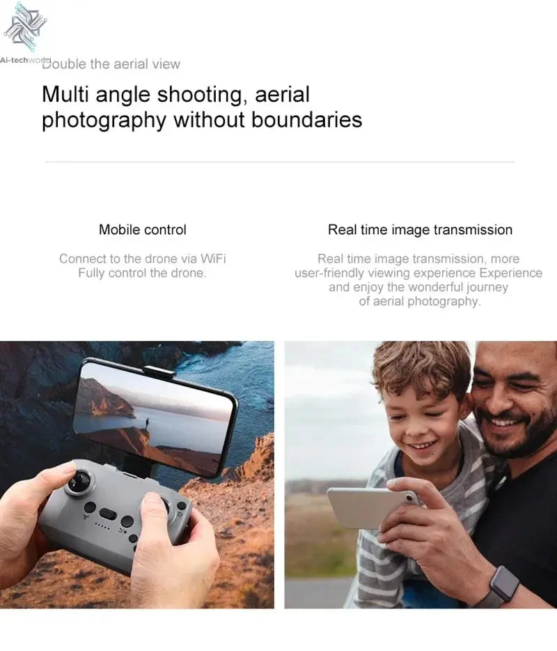 Xiaomi D16 Mini Drone 8K HD Dual Camera Profesional 180° Electric Adjustable GPS Positioning Obstacle avoidance Bushless UAV Ai-TechWorld 