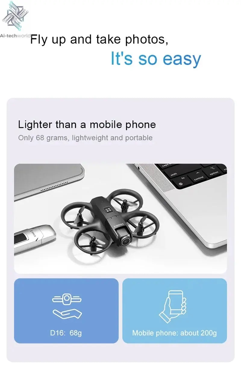 Xiaomi D16 Mini Drone 8K HD Dual Camera Profesional 180° Electric Adjustable GPS Positioning Obstacle avoidance Bushless UAV Ai-TechWorld 