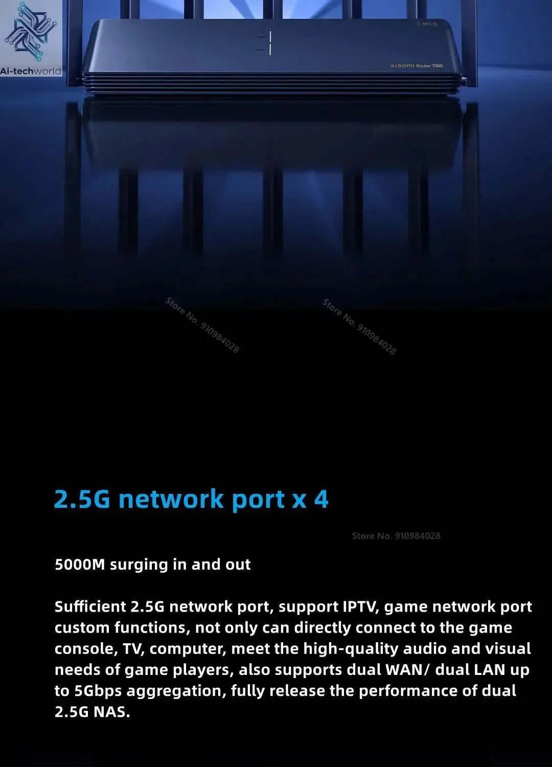 Xiaomi Mi Router BE7000 7000 Tri - Band WiFi Repeater VPN 1GB Mesh USB 3.0 IPTV 4 X 2.5G Ethernet Ports Modem Signal Amplifier - Ai - TechWorld