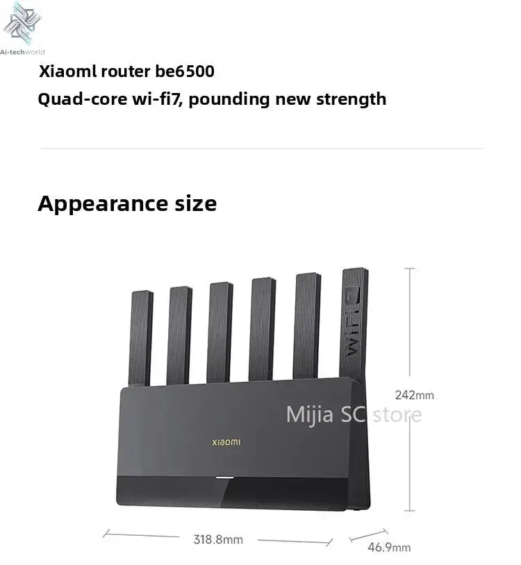 Xiaomi Mijia Router BE6500 WiFi 7 6500M Full 2.5G Network Port 4 - core Qualcomm Processor loT Smart Linkage Network Security Home - Ai - TechWorld