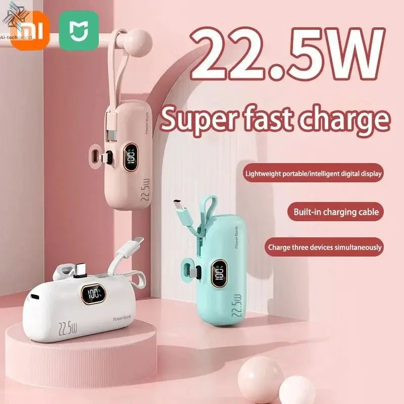Xiaomi Mini Convenient Mobile Power Bank 30000mah Portable Fast Charging suitable for iPhone 16 15 14 Samsung External Battery - Ai - TechWorld
