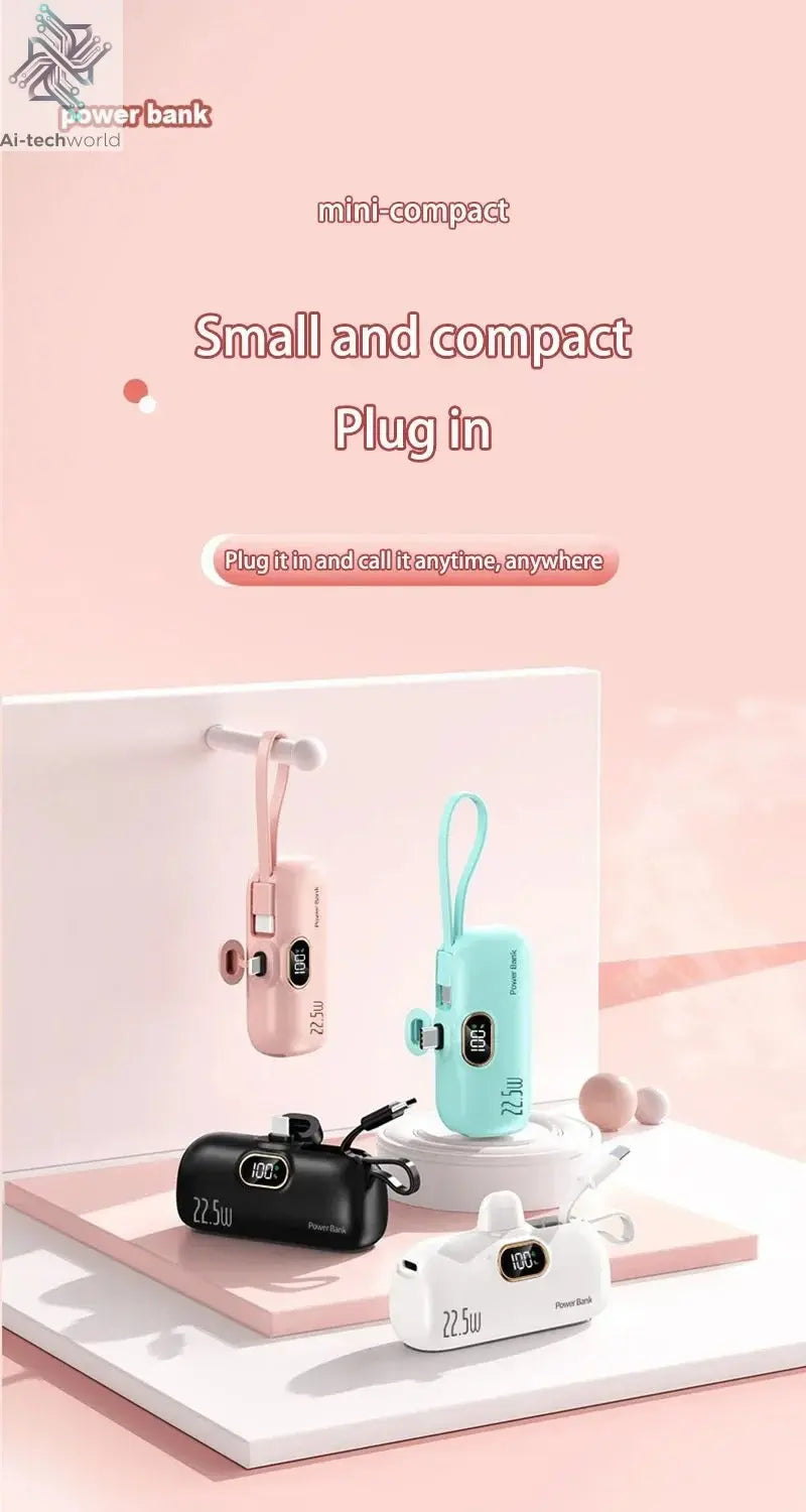 Xiaomi Mini Convenient Mobile Power Bank 30000mah Portable Fast Charging suitable for iPhone 16 15 14 Samsung External Battery - Ai - TechWorld