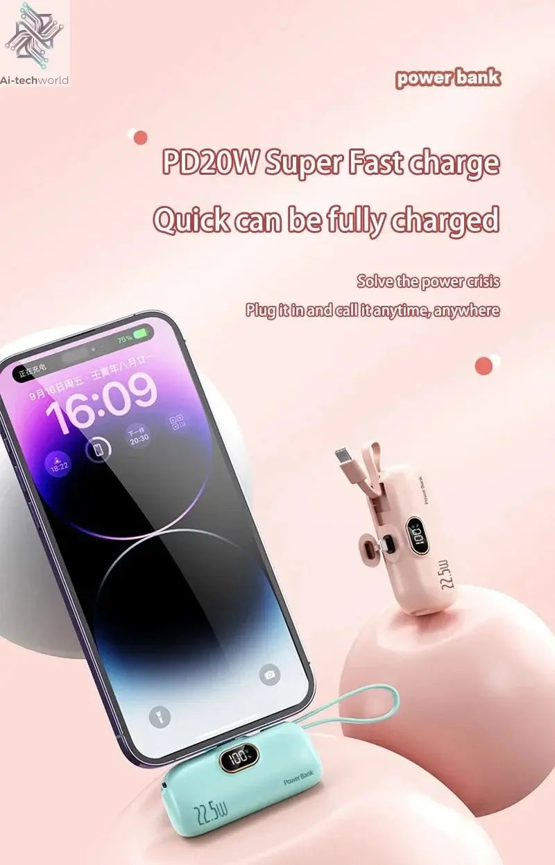 Xiaomi Mini Convenient Mobile Power Bank 30000mah Portable Fast Charging suitable for iPhone 16 15 14 Samsung External Battery - Ai - TechWorld