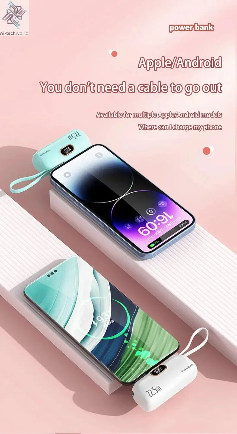 Xiaomi Mini Convenient Mobile Power Bank 30000mah Portable Fast Charging suitable for iPhone 16 15 14 Samsung External Battery - Ai - TechWorld