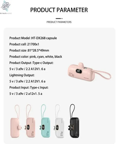 Xiaomi Mini Convenient Mobile Power Bank 30000mah Portable Fast Charging suitable for iPhone 16 15 14 Samsung External Battery - Ai - TechWorld